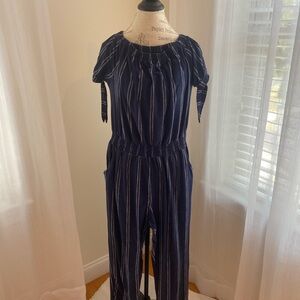 Derek Heart Navy and White Striped Jumpsuit super soft cotton